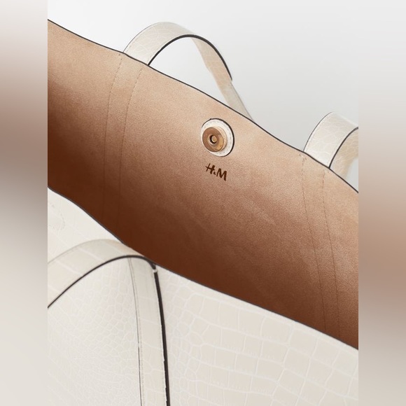 Cream/Crocodile-patterned tote bag - Picture 7 of 9